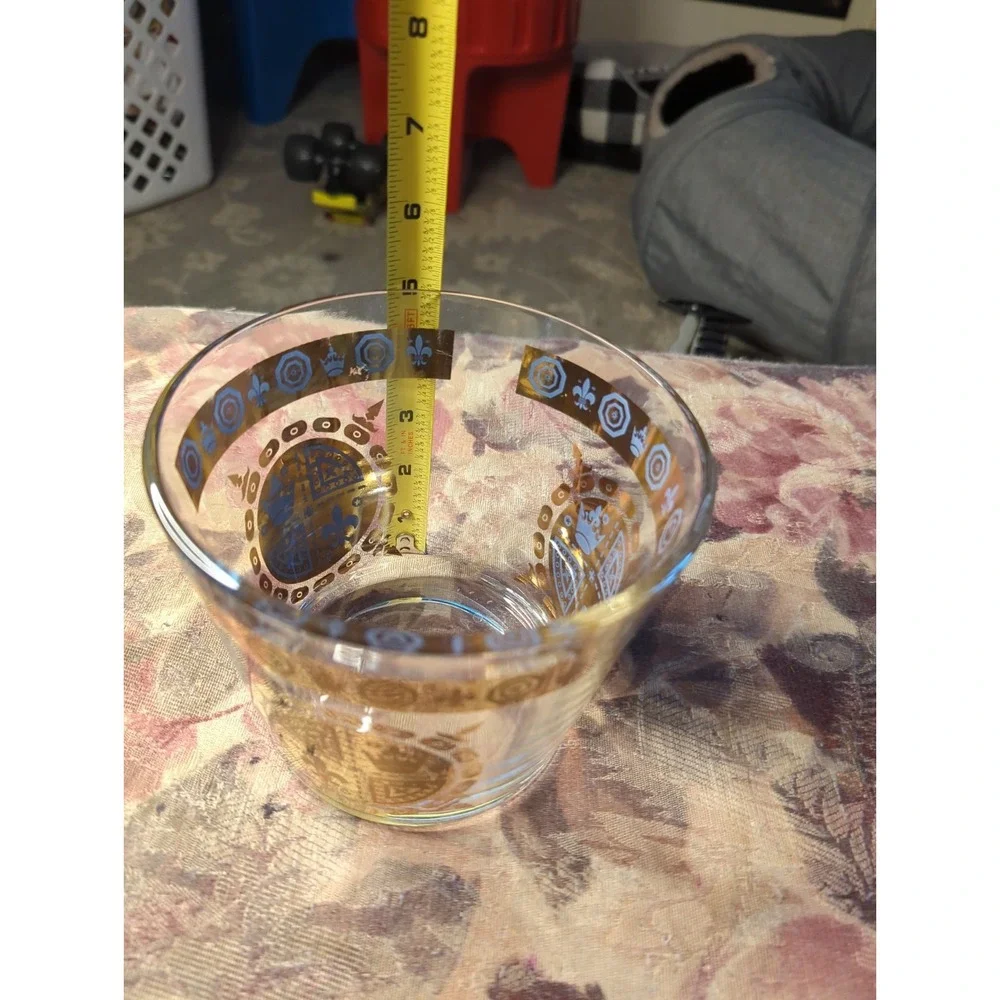 MCM Signed Vito Bari Glass Ice Bucket 22K Gold Vintage